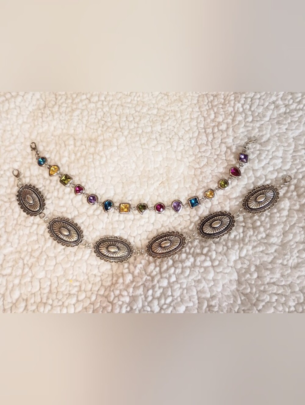 Silver-Tone Concho & Multicolor Gemstone Hat Chains - Women Accessories